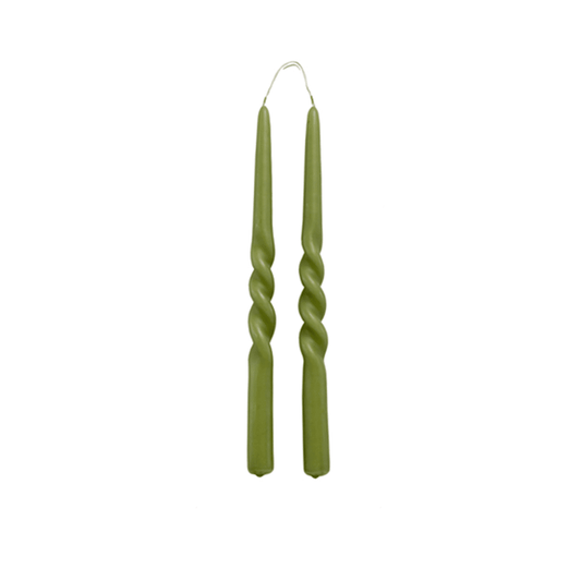 Kaars Twist Olive groen set van 2