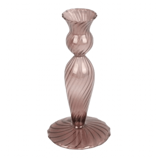 Glazen kandelaar Swirl donker bruin