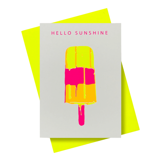 Wenskaart Hello Sunshine neon