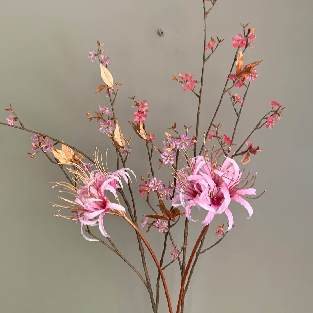 Zijden bloem Nerine goud-roze van Silka